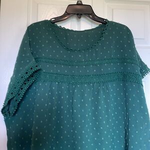 Women’s Agnes Orinda 2X Plus Size Chiffon Swiss Dot Short Sleeve Lace Crochet